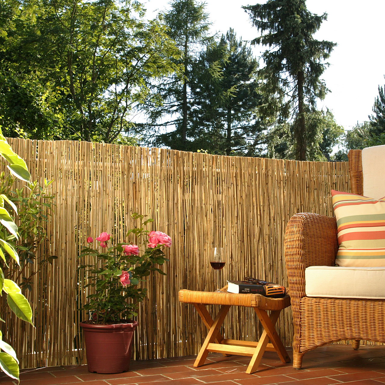 Jardinion Screening mat rotan look 1 x 3m bruin dubbel gaas hek privacy scherm, geschikt als terras, tuinhek en balkon privacy scherm, incl. Kabelbinders